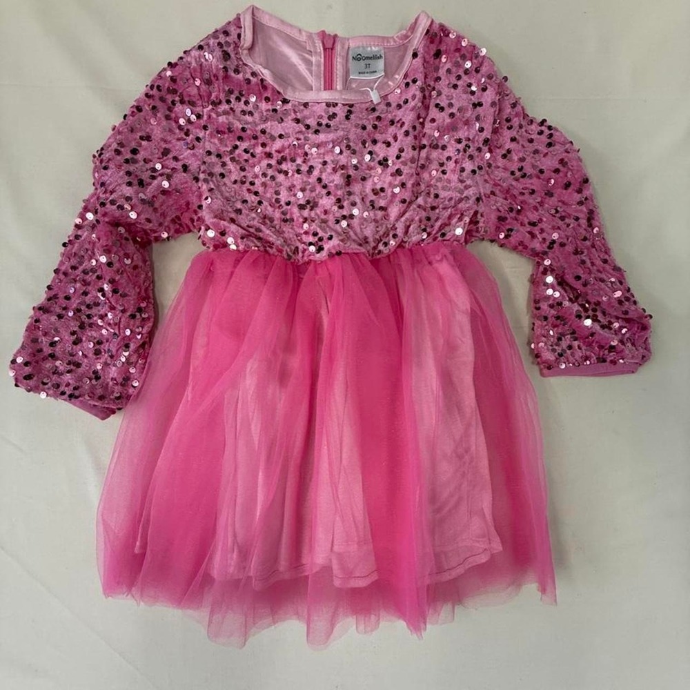 Noomelfish Pink Sequin Tulle Dress – Girls Size 3T ✨💖